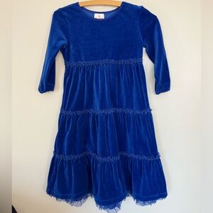 Hanna Andersson Blue Long Sleeve Velour Girls Twirl Dress Size 140 (9-10)